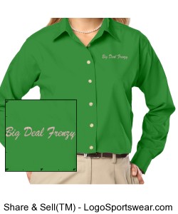 Ladies Long Sleeve Stain Release Poplin Design Zoom